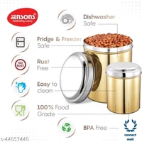 Amazing Jars & Containers - LXHXB: 13.5X16.5X13.5 cm, Gold Dust, Stainless Steel, Freezersafe, Pack of 4